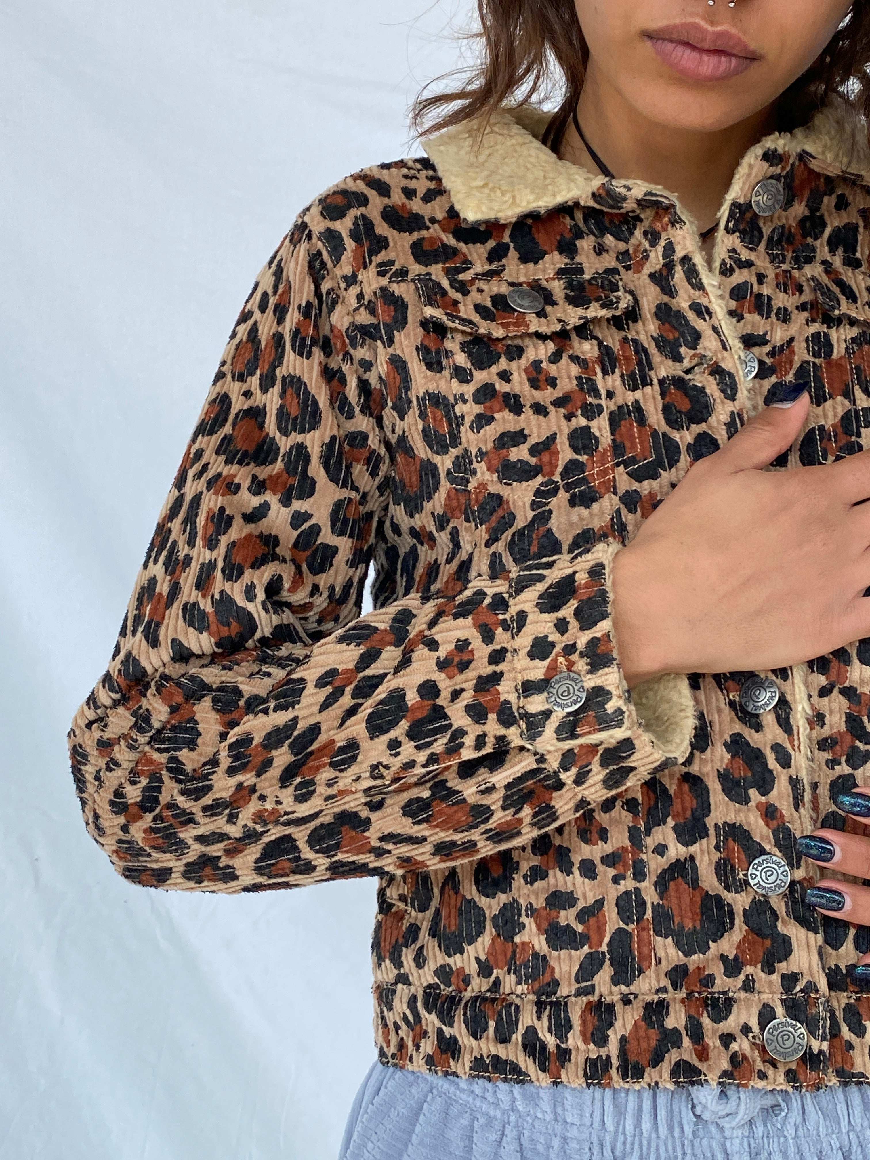 Vintage Persival Leopard Print Corduroy Jacket - Size XS - Balagan Vintage Corduroy Jacket 90s, corduroy jacket, Tojan, winter