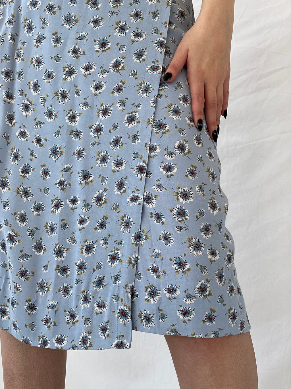 Beautiful Marks & Spenser Floral Blue Midi Wrap Fairycore Skirt - L