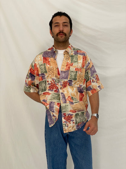 Vintage 90s MC.GORDON by Dressmann Abstract Viscose Shirt – L