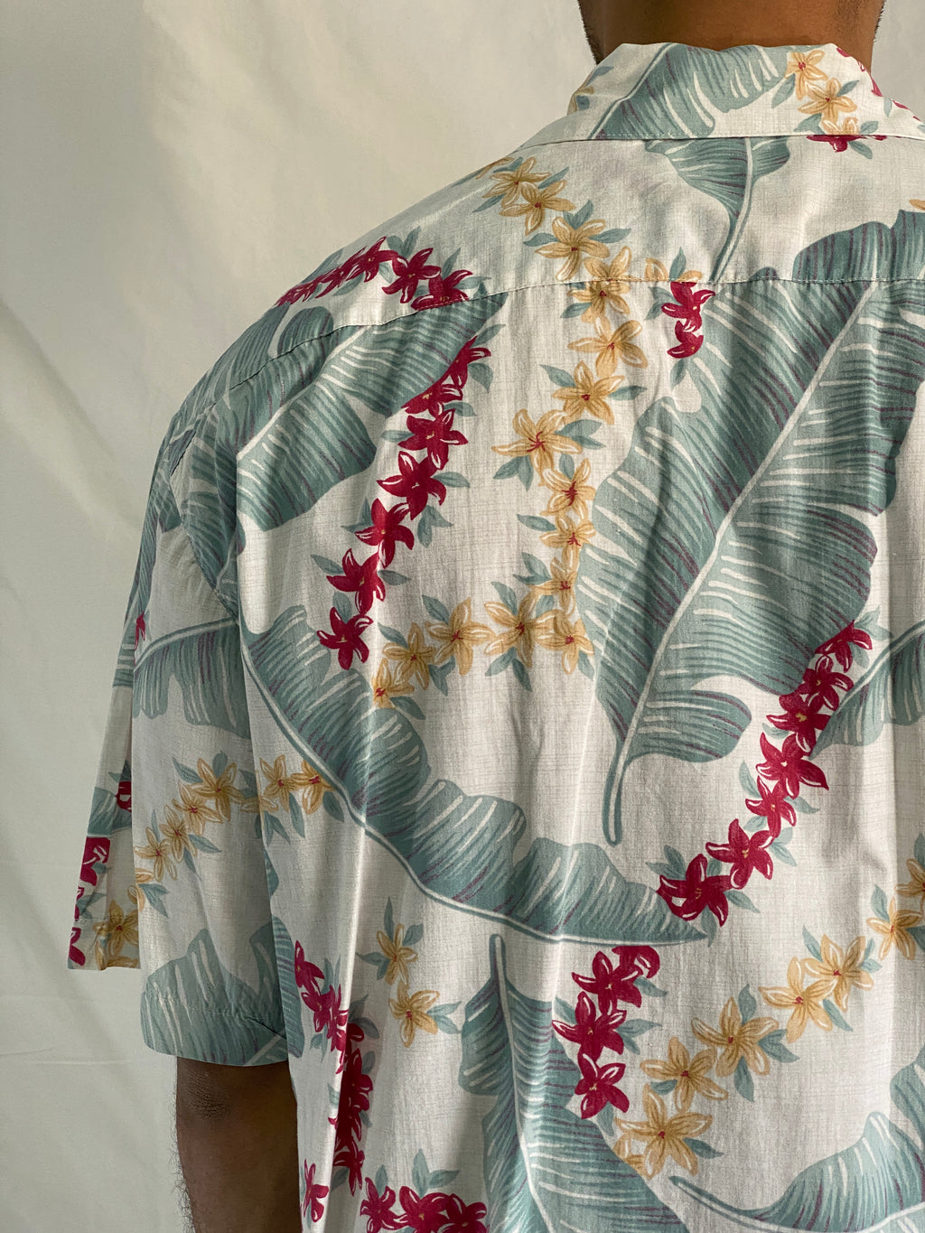 Vintage Batik Bay Reverse Print Cotton Hawaiian Shirt With Tropical Floral Design - XL