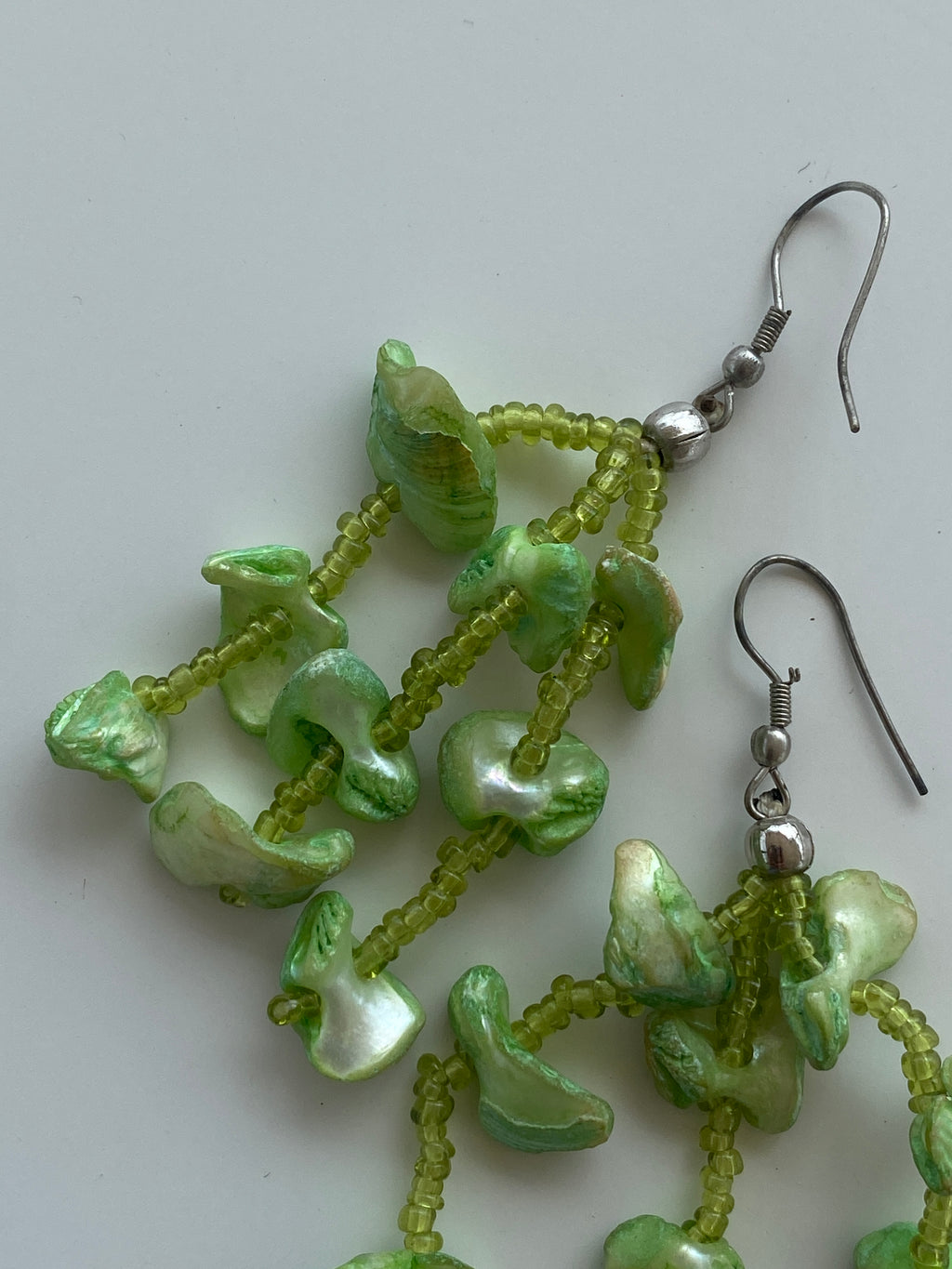 Y2K Lime Green Beaded Waterfall Earrings