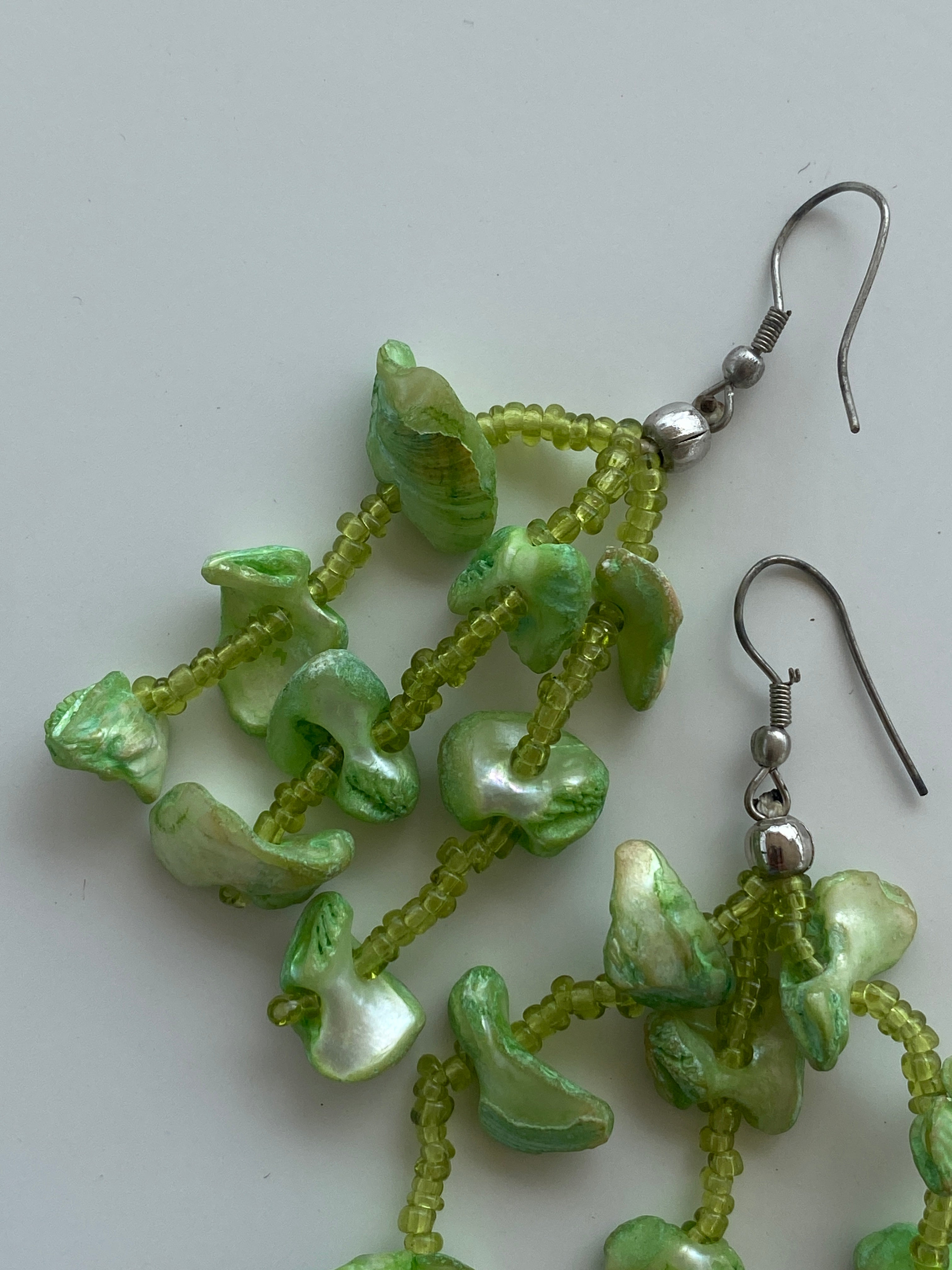 Y2K Lime Green Beaded Waterfall Earrings