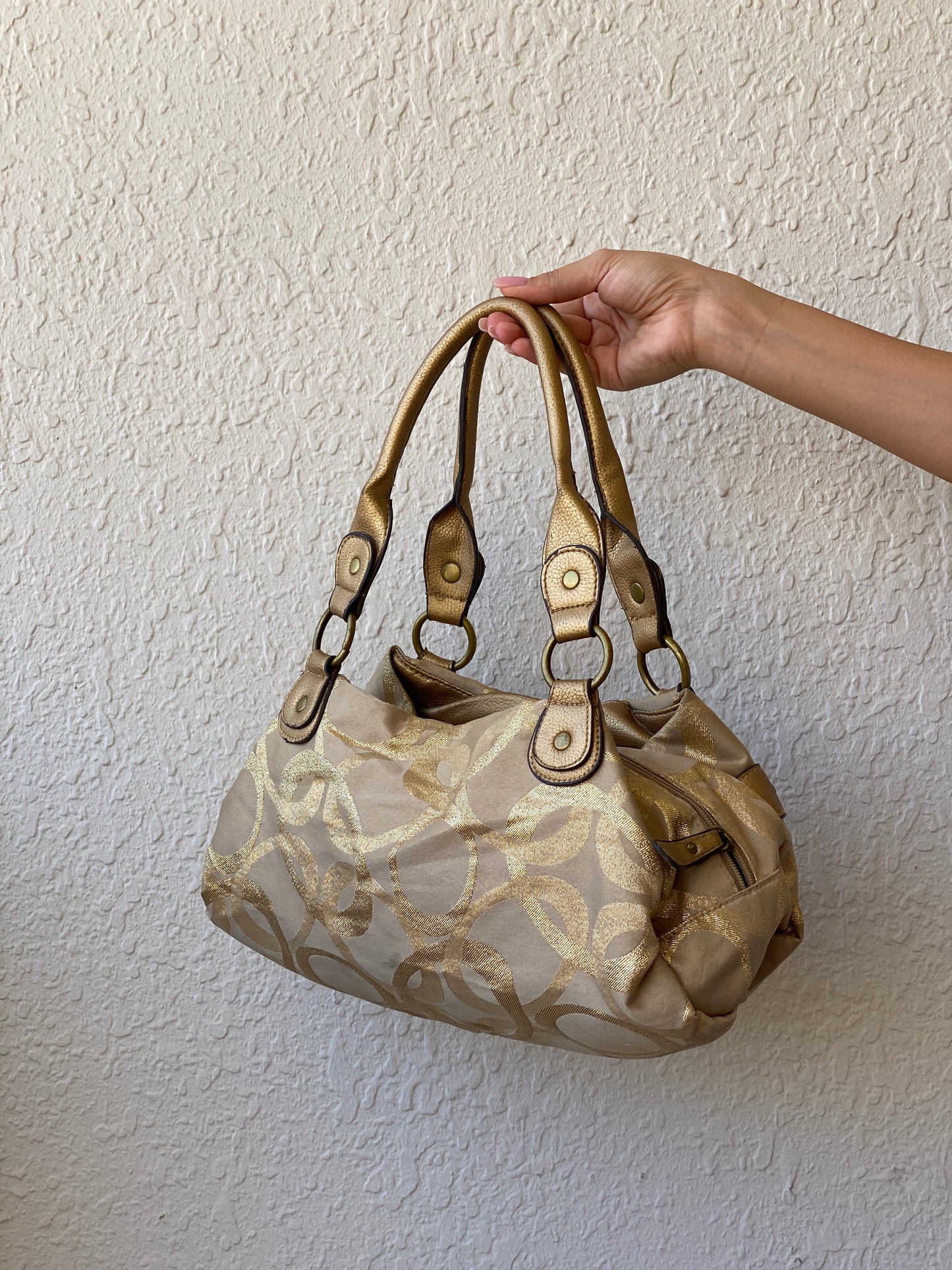 Vintage Y2K 00s Rosetti Gold Hobo Shoulder Bag