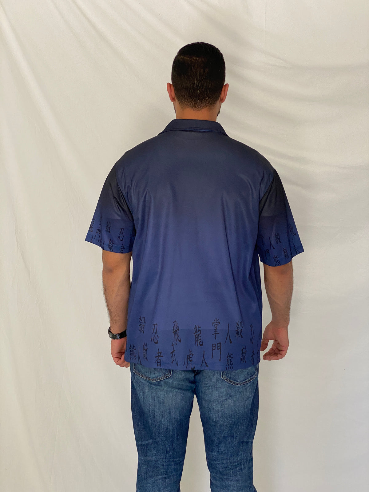 Vintage U Utility Blue Dragon Mesh Y2K Asian Graphic Shirt – M Vintage U Utility Blue Dragon Mesh Y2K Asian Graphic Shirt – M
