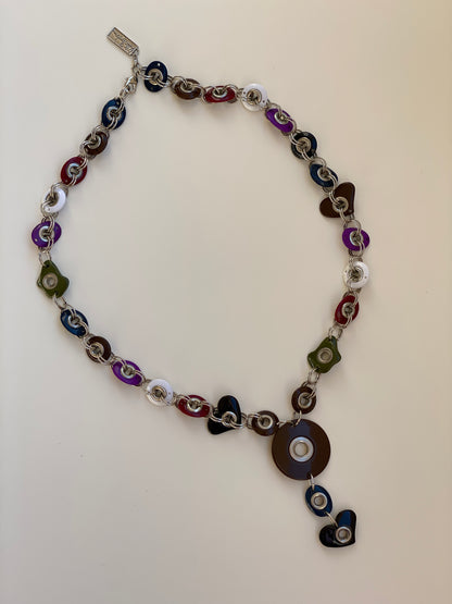 Vintage Y2K Una Hopkins Multicolor Resin Grommet Convertible Necklace Belt