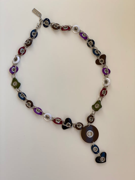Vintage Y2K Una Hopkins Multicolor Resin Grommet Convertible Necklace Belt