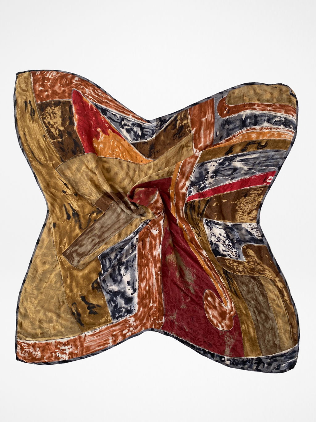 Vintage Abstract Painting Silk Floral Textured Square Scarf