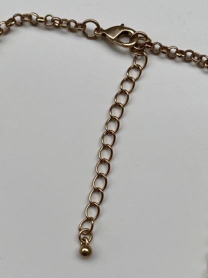 Vintage Gold Tone Royal Blue Heart Pendant Necklace with Rhinestones – Statement Charm