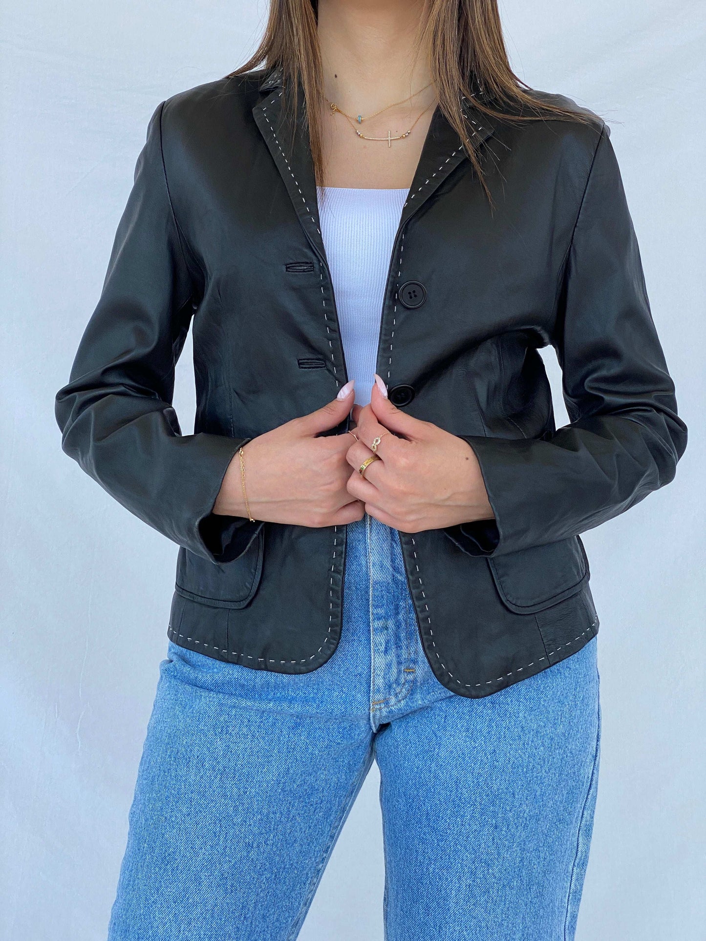 Vintage Gaddis Genuine Leather Blazer Size M - Balagan Vintage Leather Jacket 90s, black leather, Juana, leather blazer, leather jacket, winter