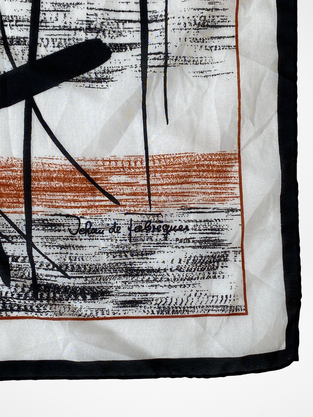 Vintage Jehau De Fabregues Paris Abstract Design Square Scarf