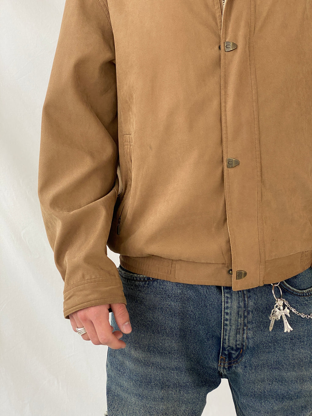 Vintage 90s Carabou Brown Work Wear Aviator Bomber Jacket - M