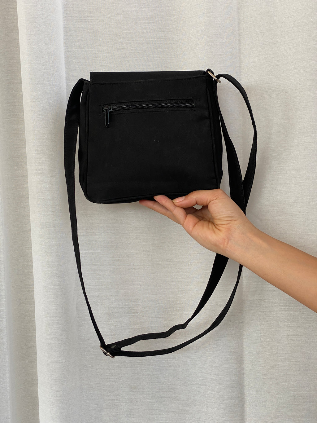 Vintage Es-Carte Black Canvas Mini Crossbody Bag