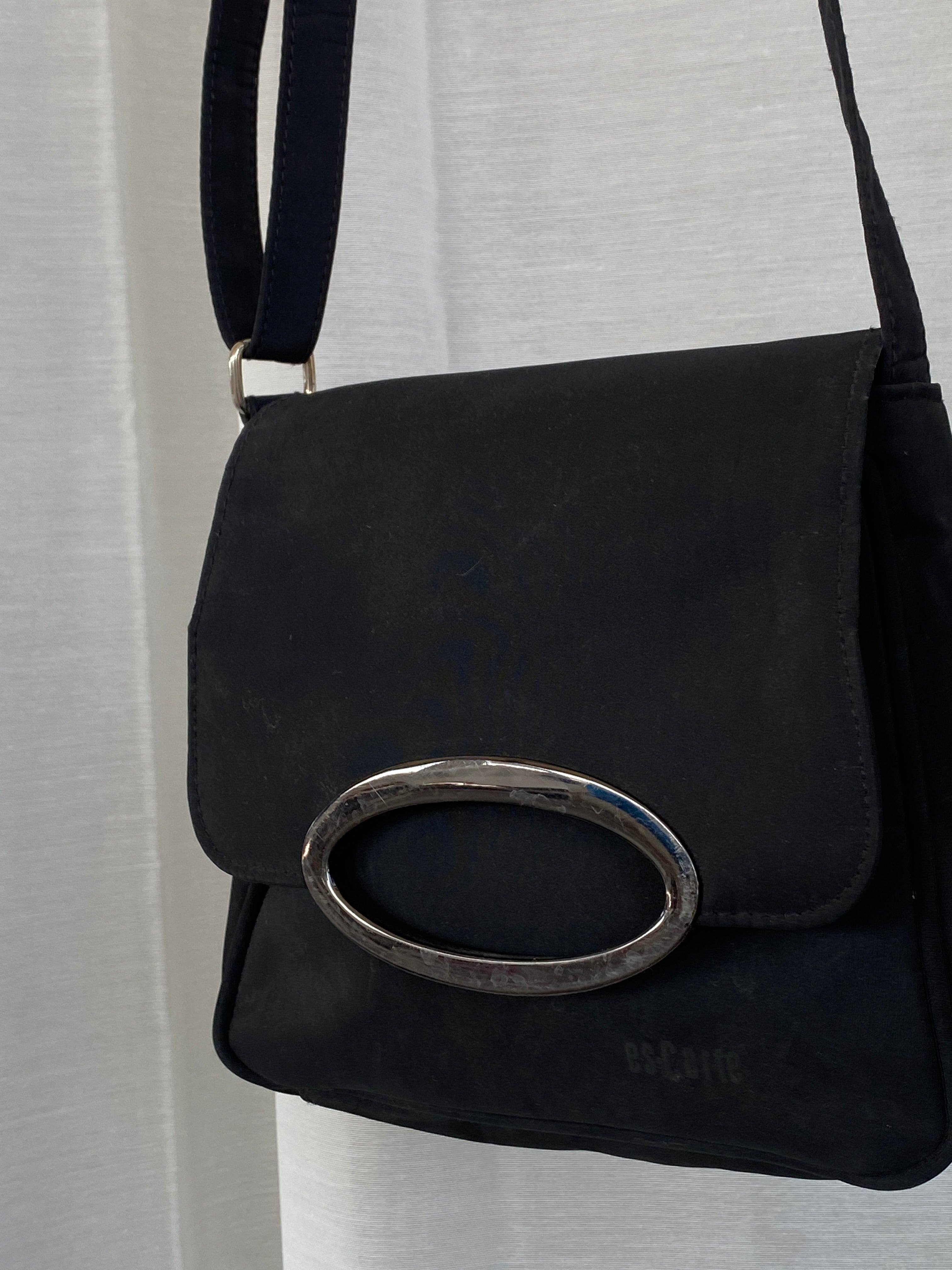 Vintage Es-Carte Black Canvas Mini Crossbody Bag