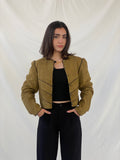 Vintage Olive Green Suede Trachten Buttoned Blazer Jacket - M