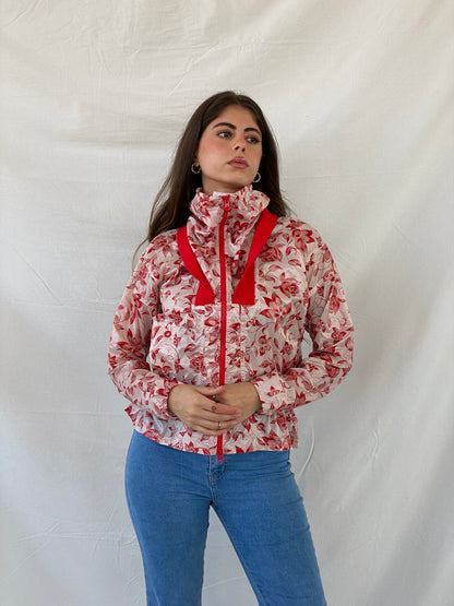 Adidas X Stella McCartney Floral Red Track Windbreaker Jacket - S