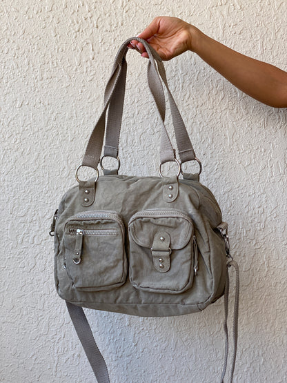 Y2K Woman by Tchibo Taupe Nylon Multi-Pocket Utility Messenger Bag