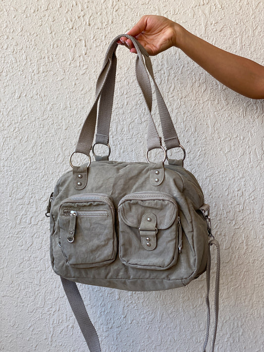 Y2K Woman by Tchibo Taupe Nylon Multi-Pocket Utility Messenger Bag