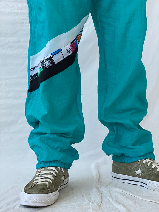 Vintage 80s/90s Sportswear Green Windbreaker Track Pants - L