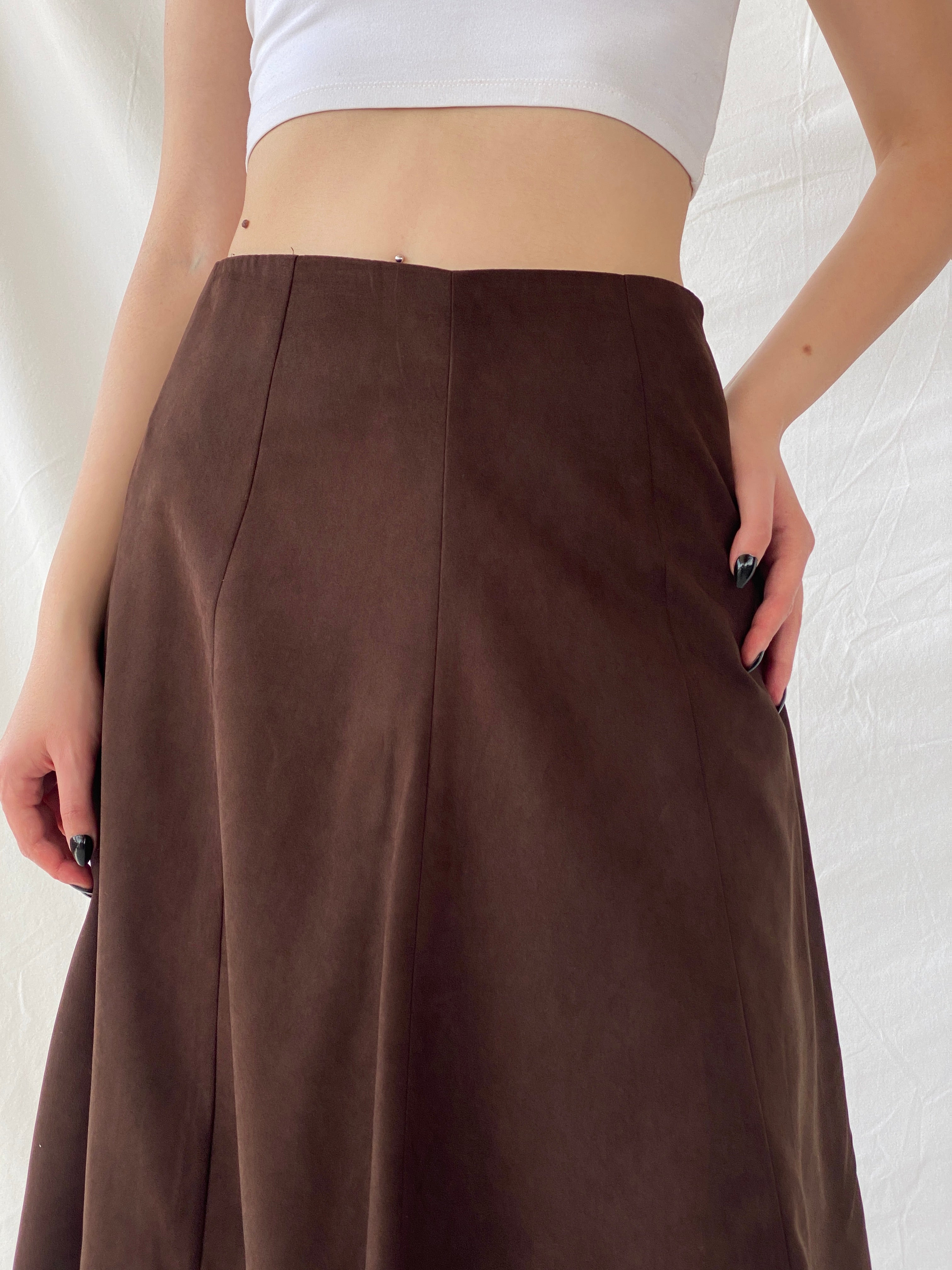 Vintage Ikram Brown Asymmetric Layered Midi Skirt - M