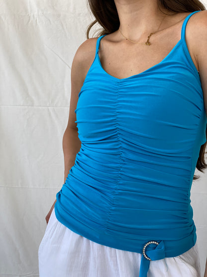 Y2K Inc Blue Ruched Cami Top - S/M