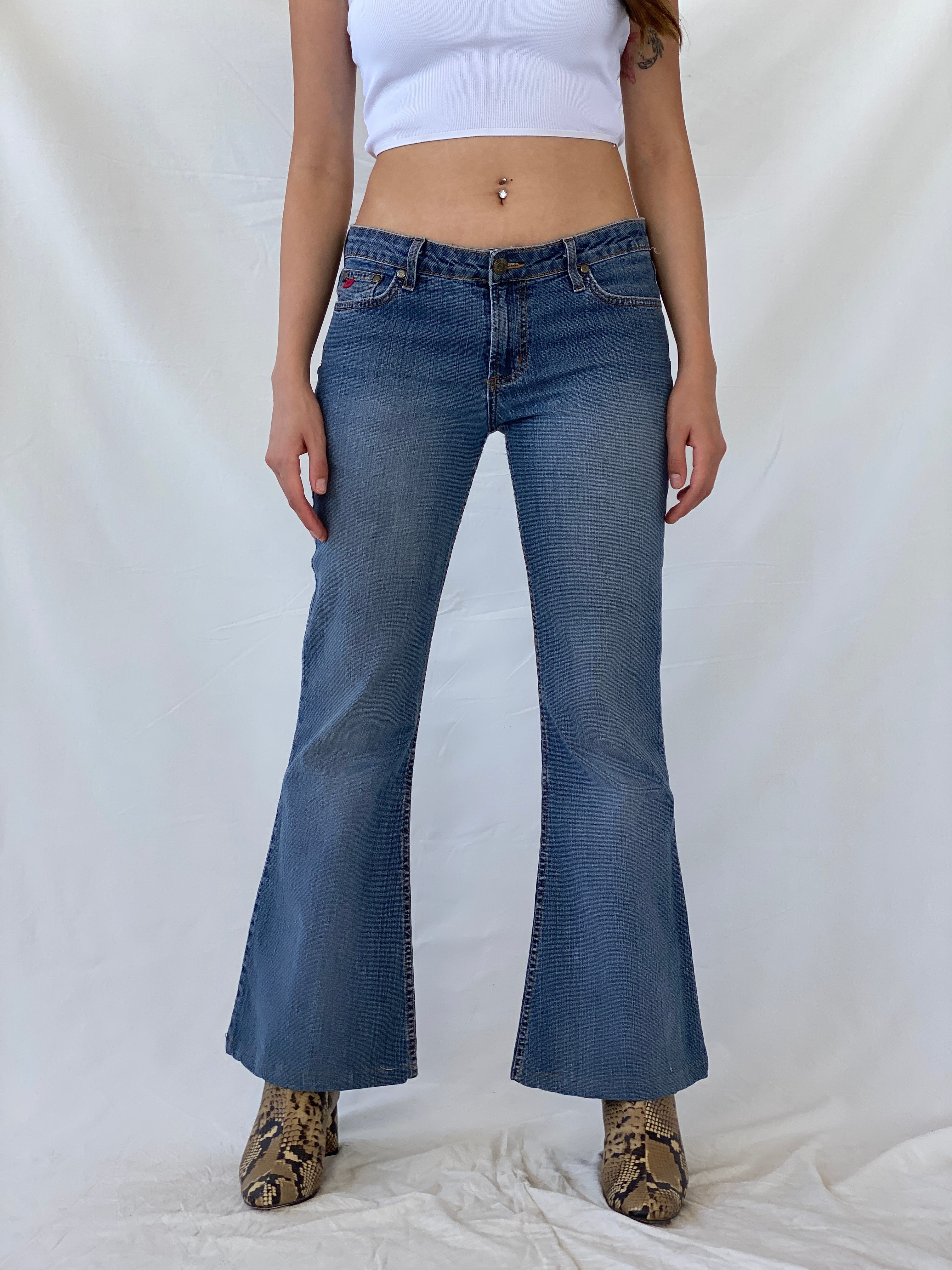 Vintage Paris Blues Soulmate Cut Washed Flared Jeans