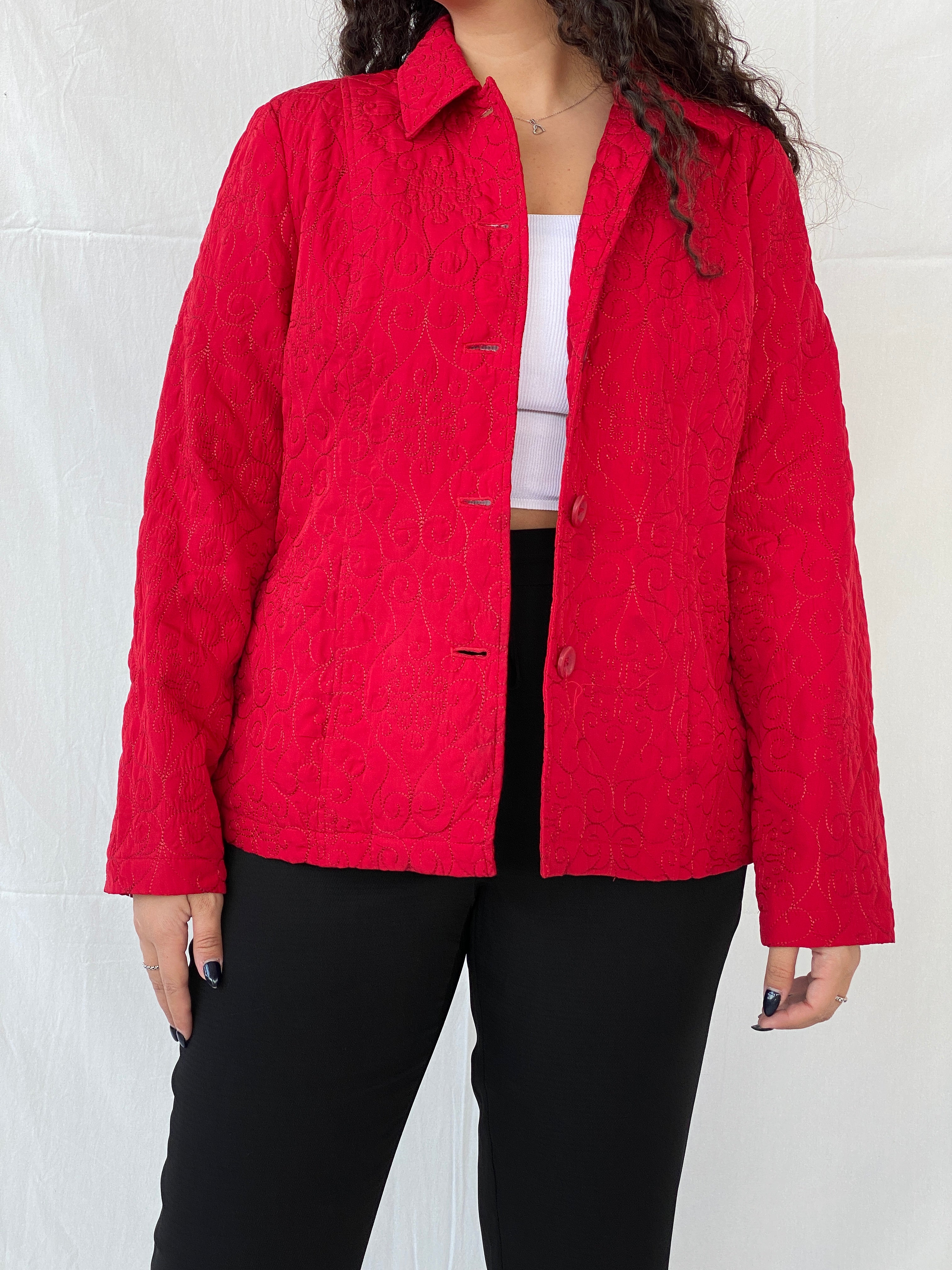 Vintage Requirements Hot Red Quilted Women’s Jacket - L