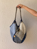 Wollekes Large Crochet Wool Blue & Cream Tote Bag