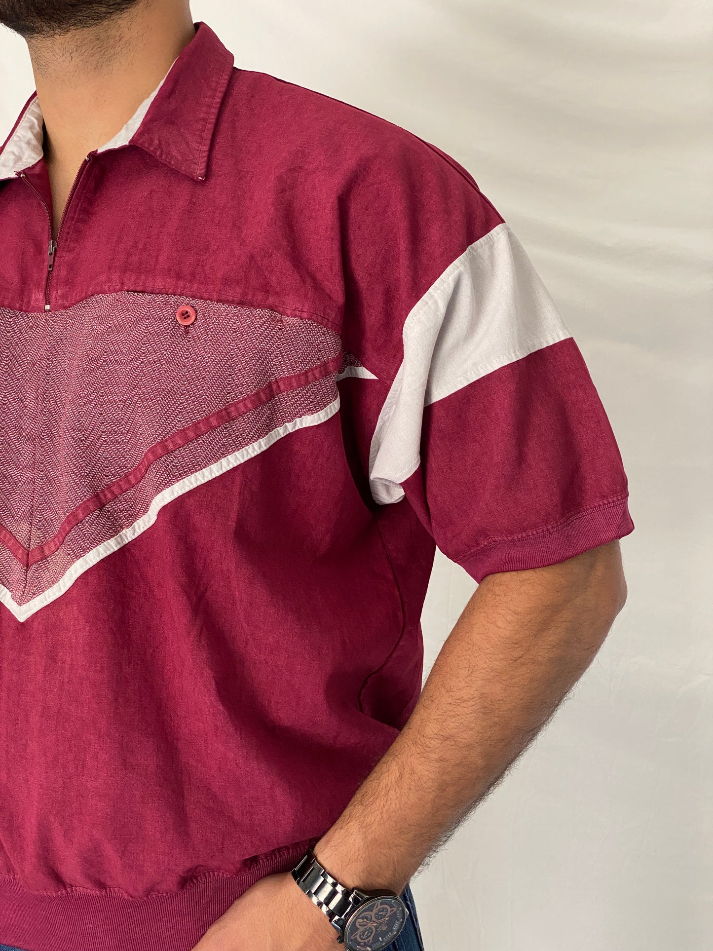 Vintage Alexxus Exclusive Burgundy Quarter Zip Polo Top Knit – L