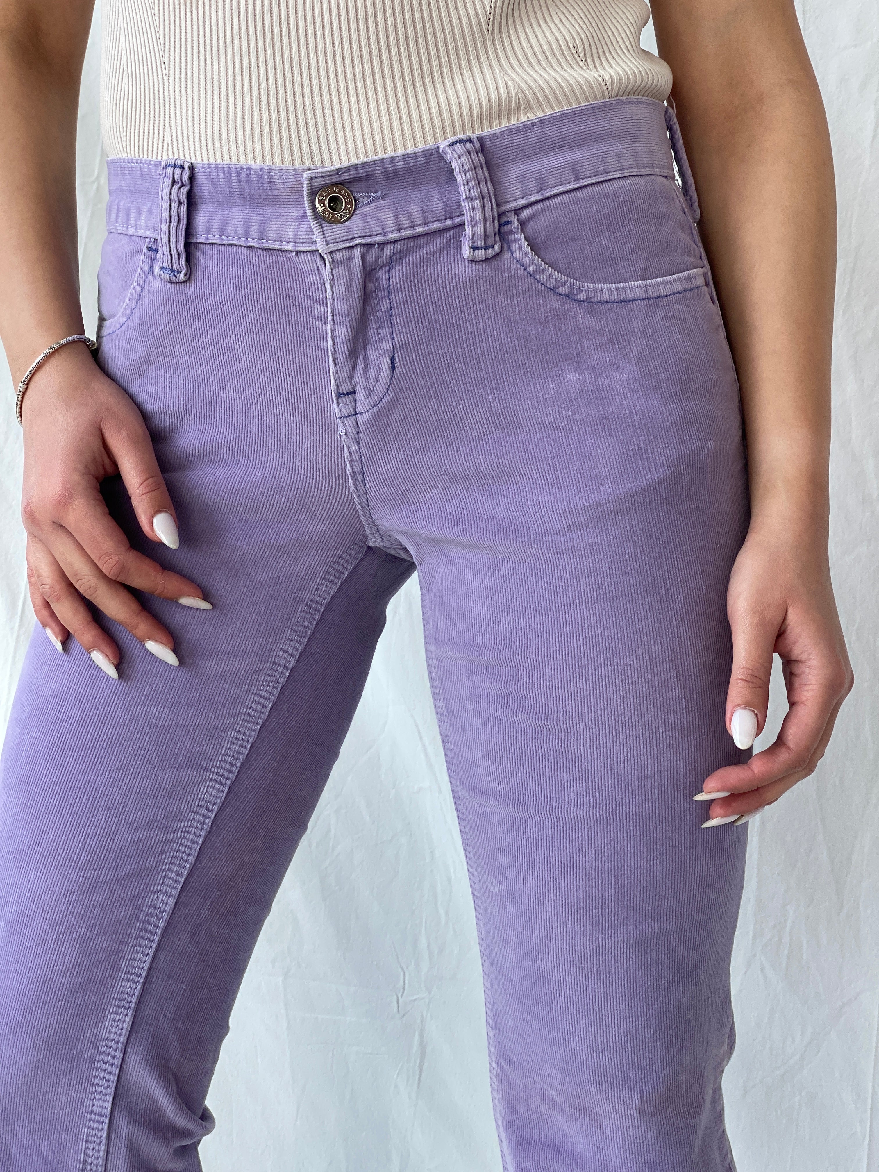 Vintage Y2K Gap Purple Corduroy Ultra Low Rise Stretch Flare Pants - 36EUR