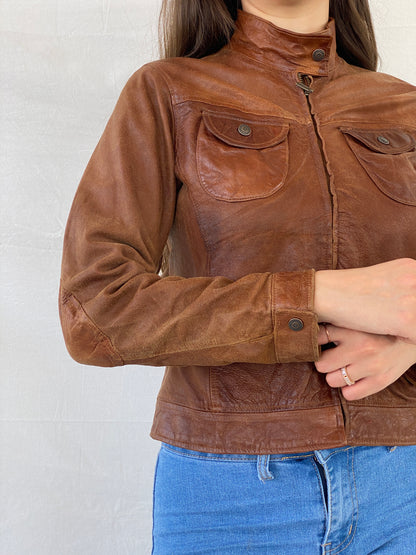 00s Next Genuine Leather Brown Jacket - S