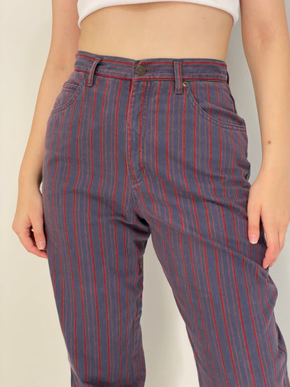 Vintage 90s Lizwear Red Striped Navy High-Waisted Jeans – 36EUR
