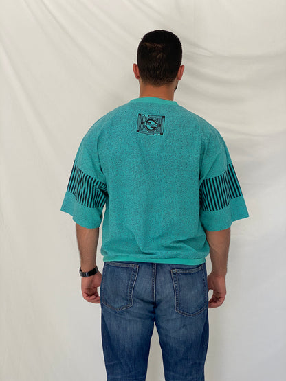 Vintage 90s Avenues by Street Scenes Teal Colorblock Knit Sport Top - L
