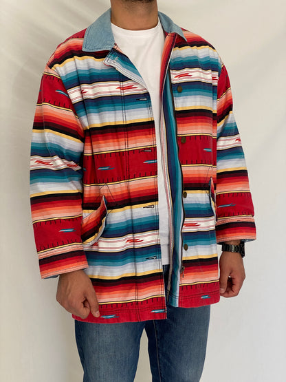 Vintage Woolrich Southwestern Stripe Zip-Up Cotton Shacket – L