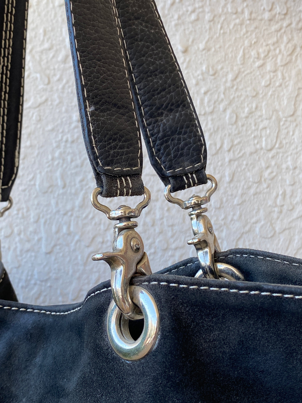 Vintage 90s J.Jill Black Genuine Suede Shoulder Bag with Leather Handles Classic Medium Purse