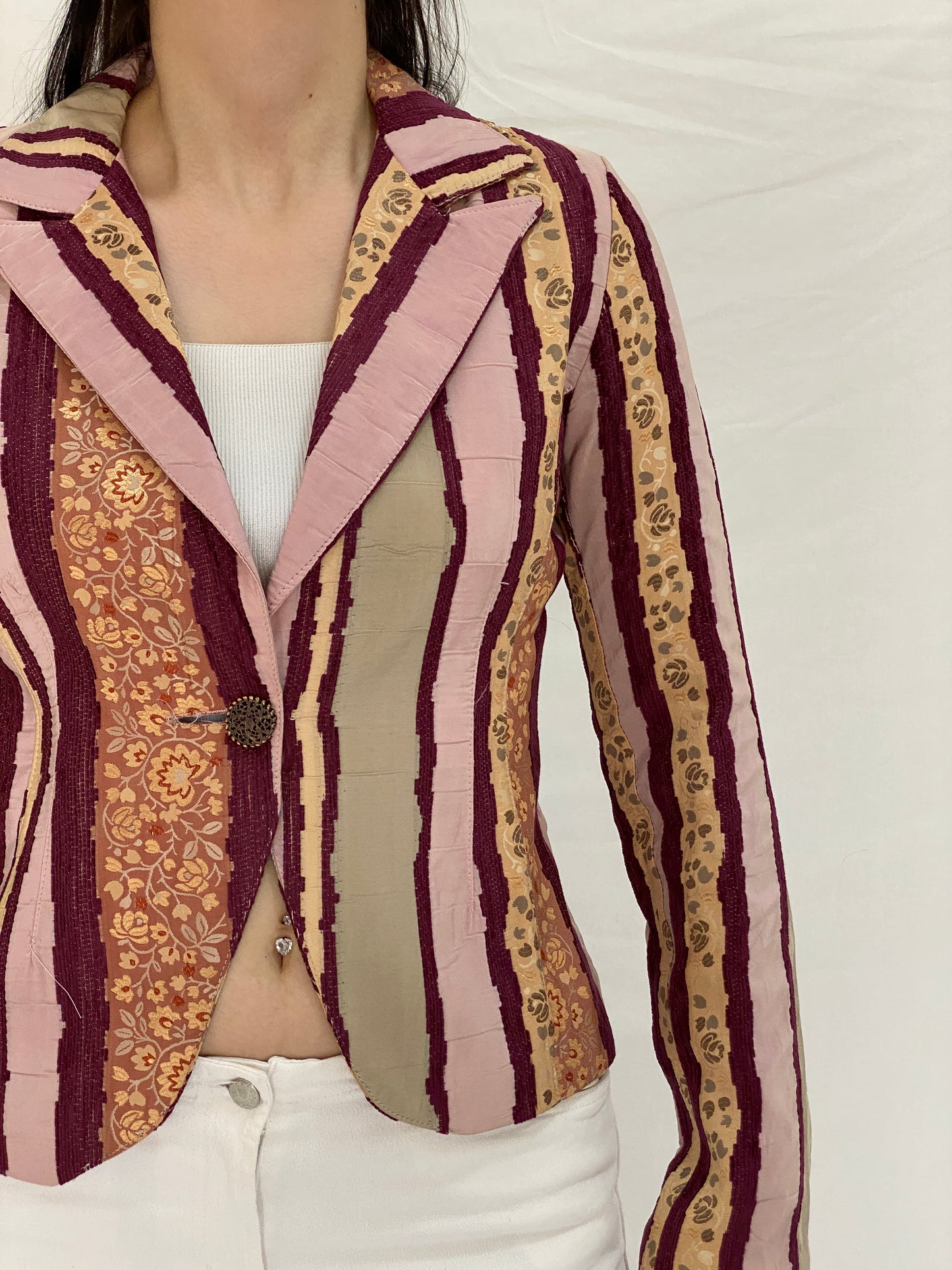 Vintage Rinascimento Patchwork Floral Blazer Pink & Maroon Tailored Jacket - S