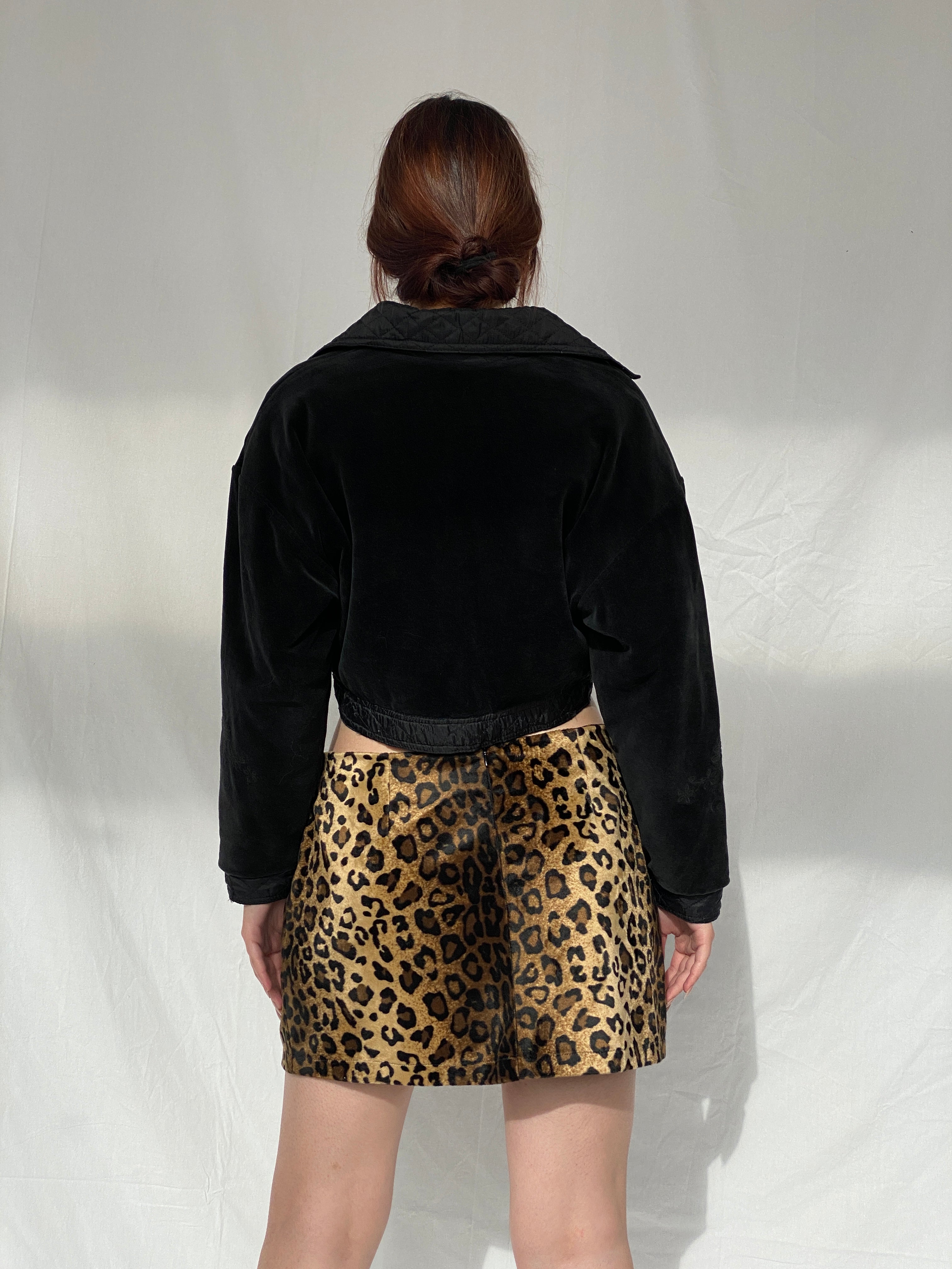 Archival Copain Copine Paris Black Cropped Jacket With Quilted Collar - L