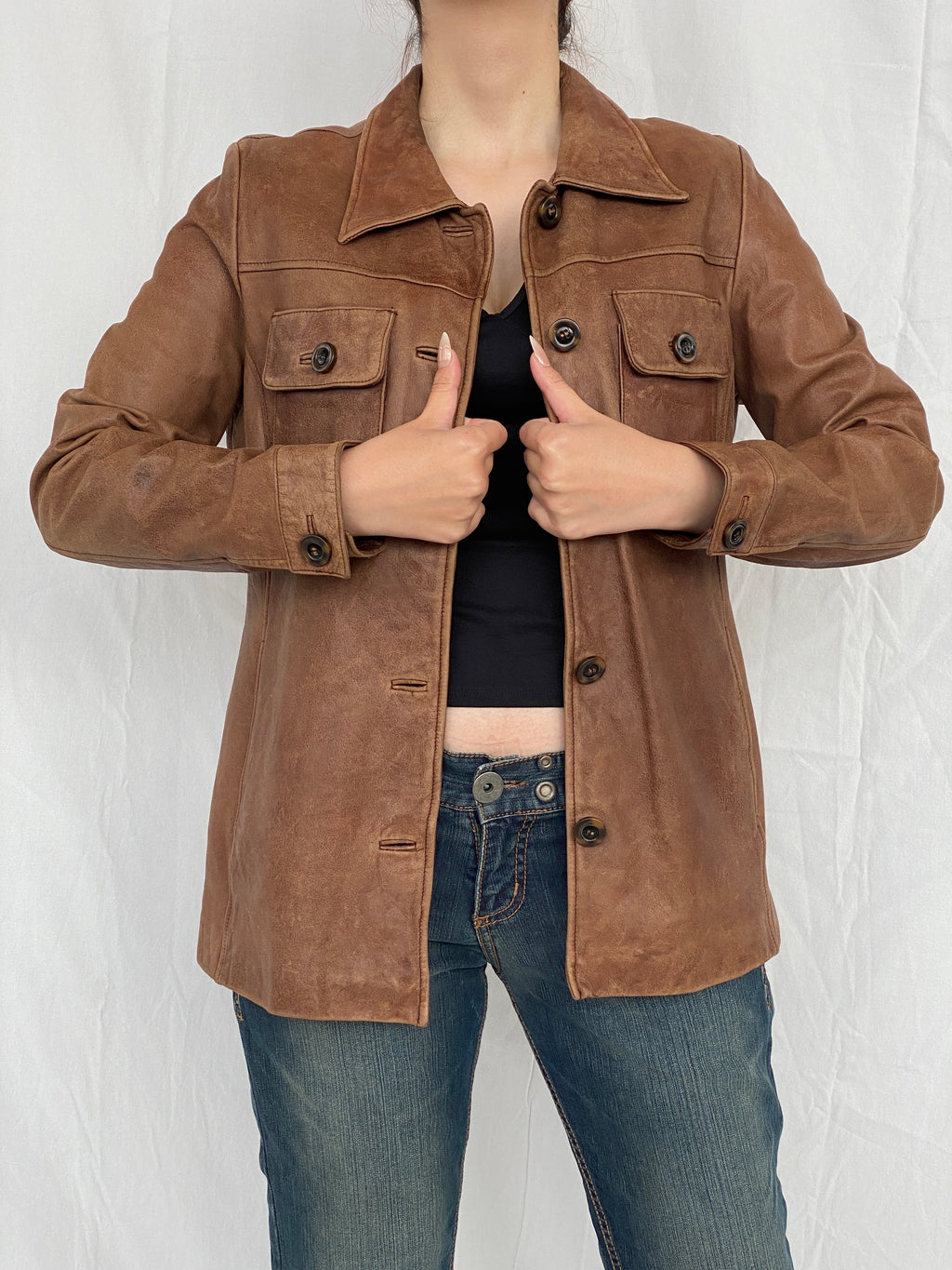 Vintage Club Manaco Classic Brown Leather Jacket - M
