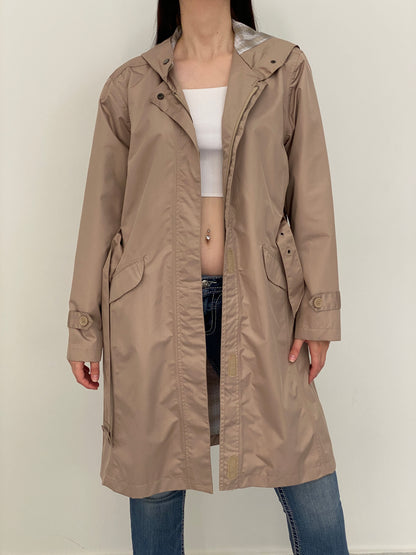 Vintage Cecilia Classics Beige Hooded Belted Trench Coat – L