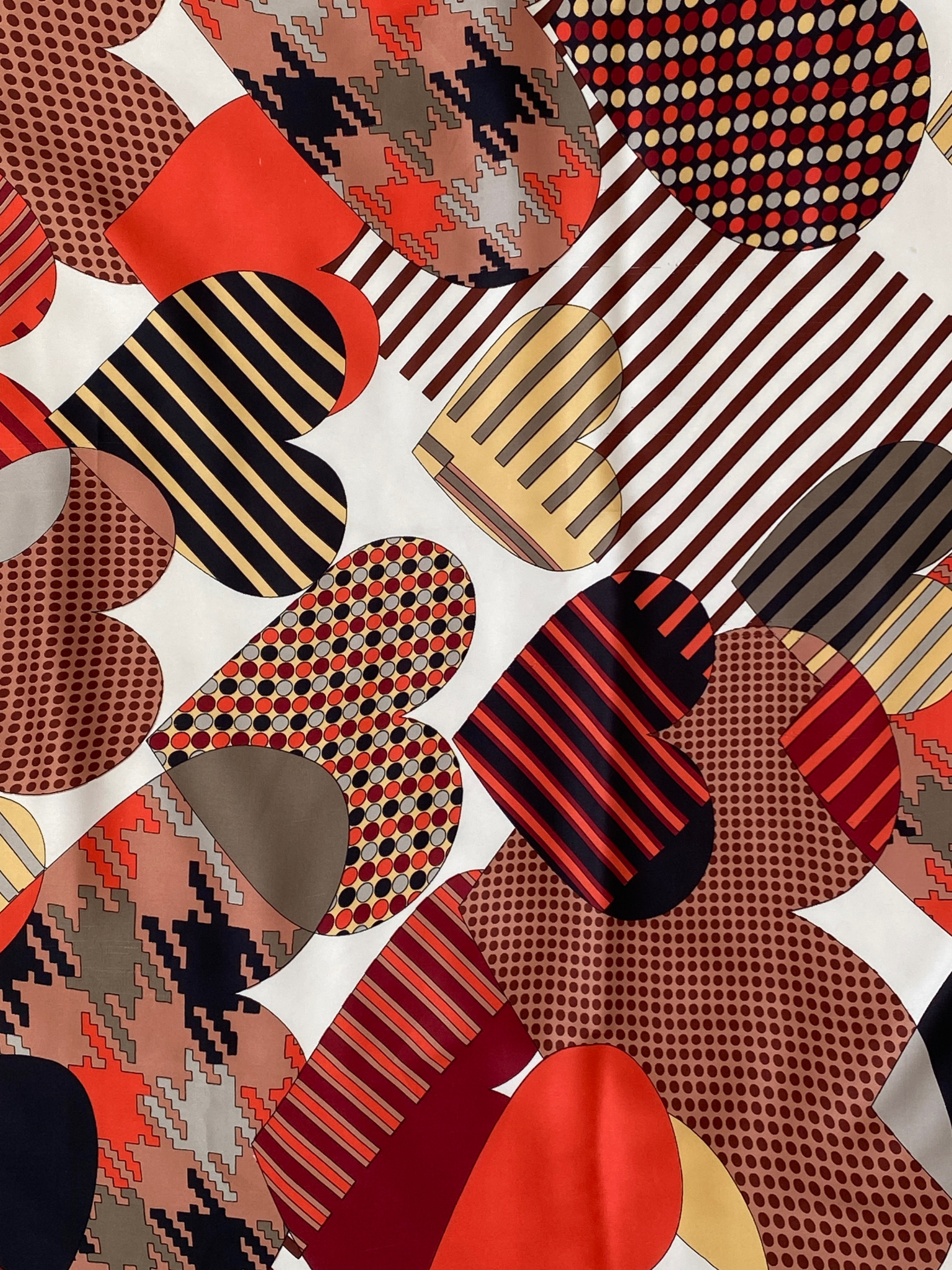 Vintage Berussa Geometric Hearts Square Satin Scarf