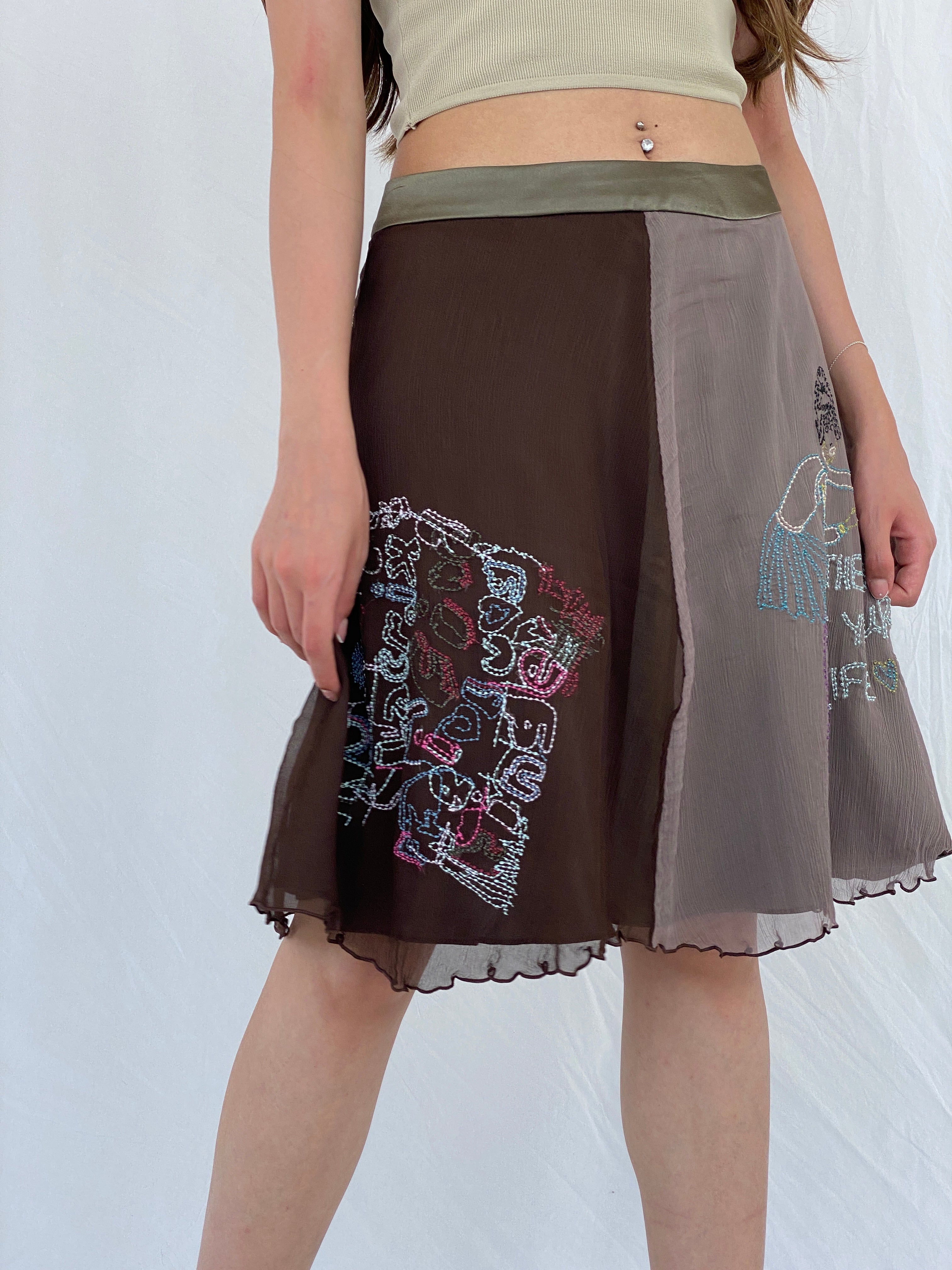 Vintage Christian Lacroix Jeans Midi Silk Skirt - M