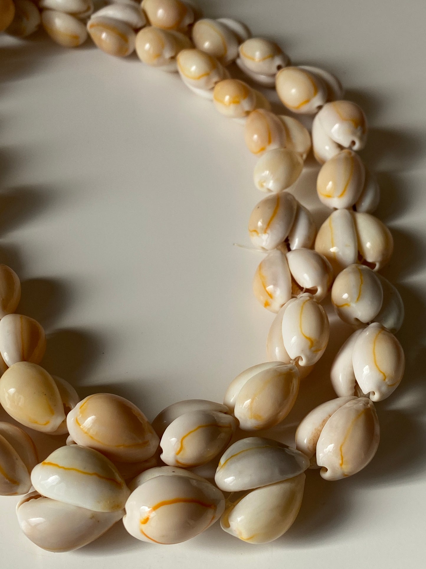 Vintage Natural Cowrie Shell Cream & Sand Tones Boho Beach Necklace