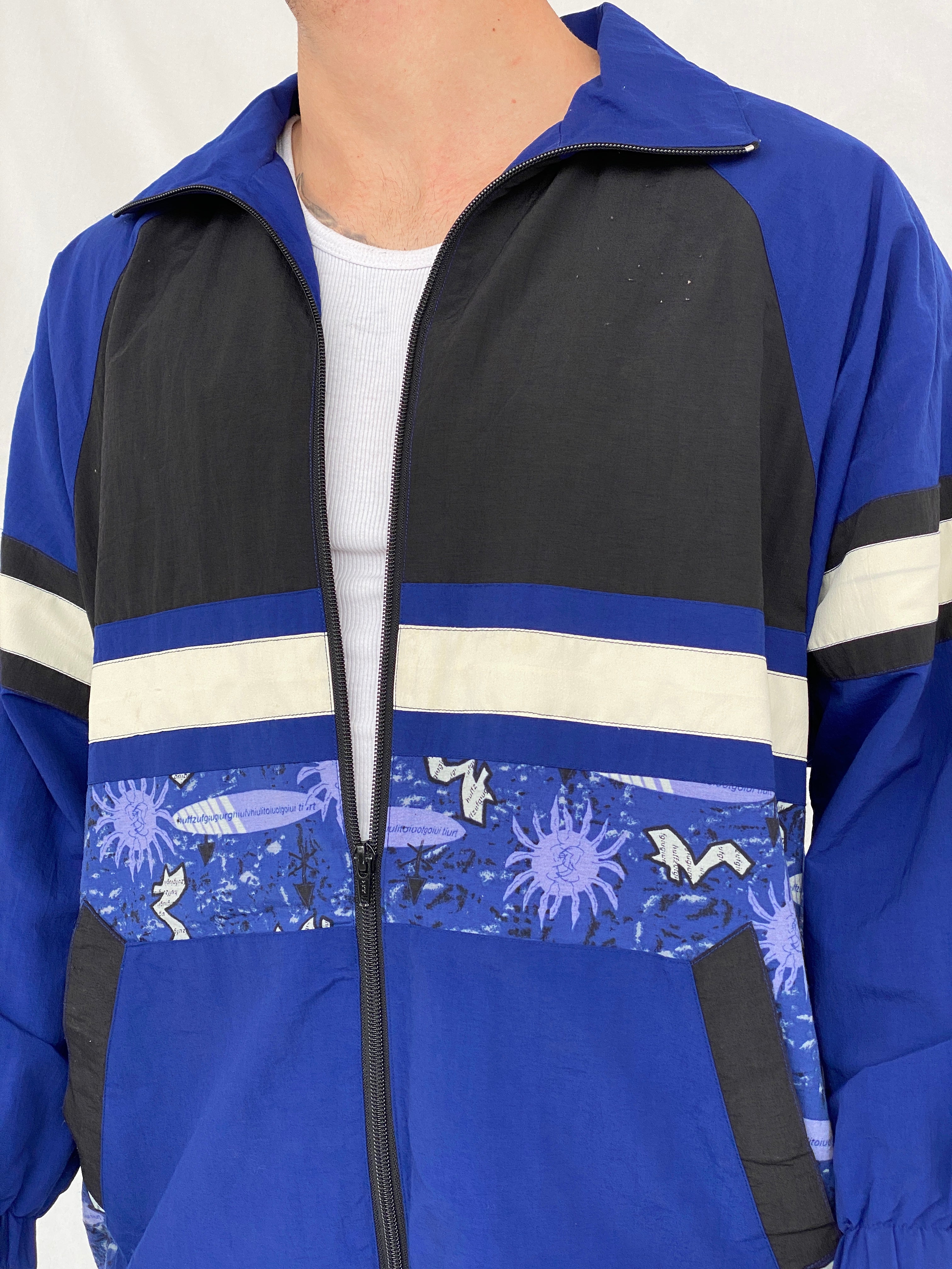 جاكيت رياضي فورميكيولا أسود وأزرق داكن من الثمانينيات والتسعينيات - مقاس كبير