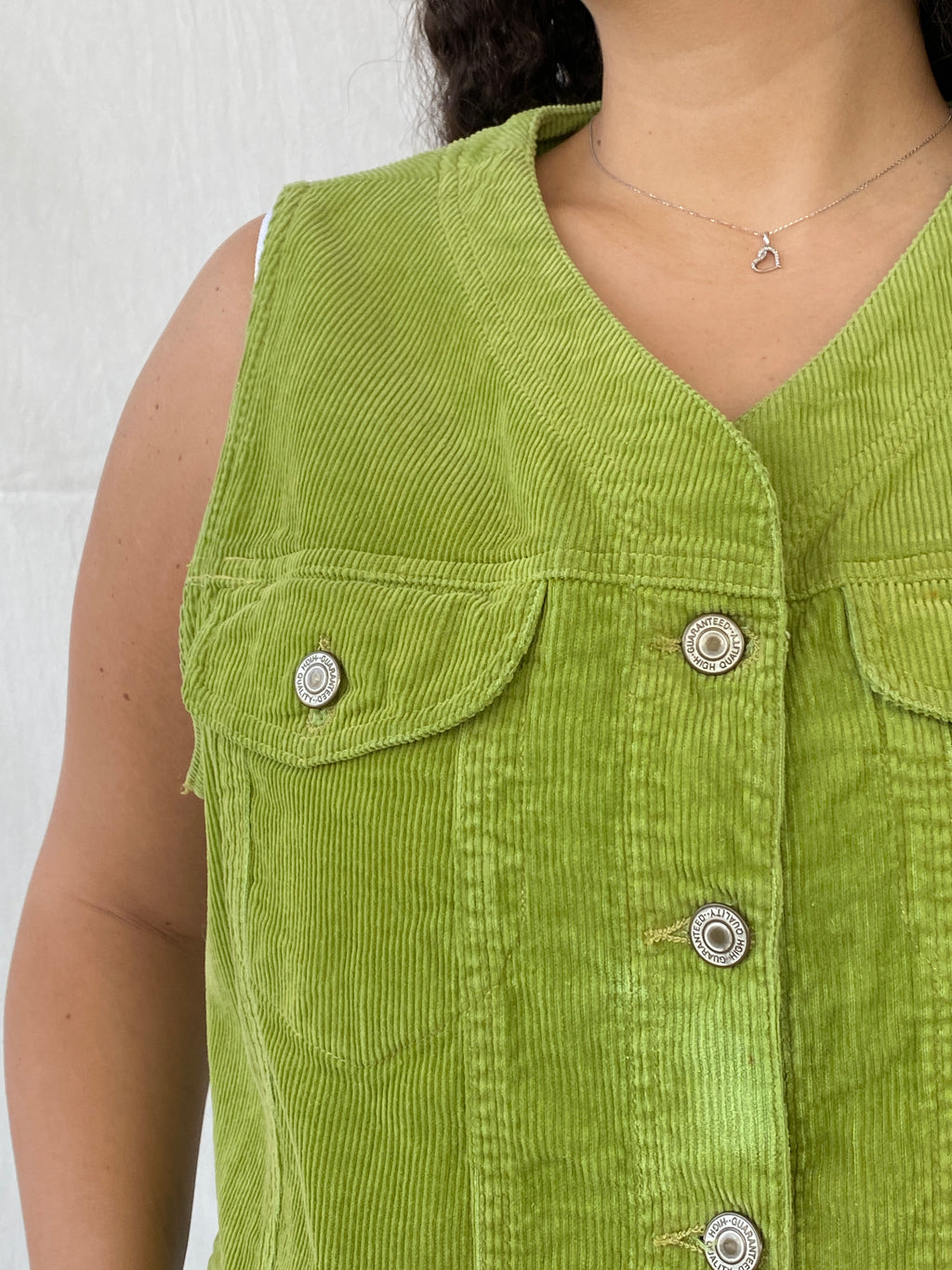 Y2K Hema Green Corduroy Vest - XL