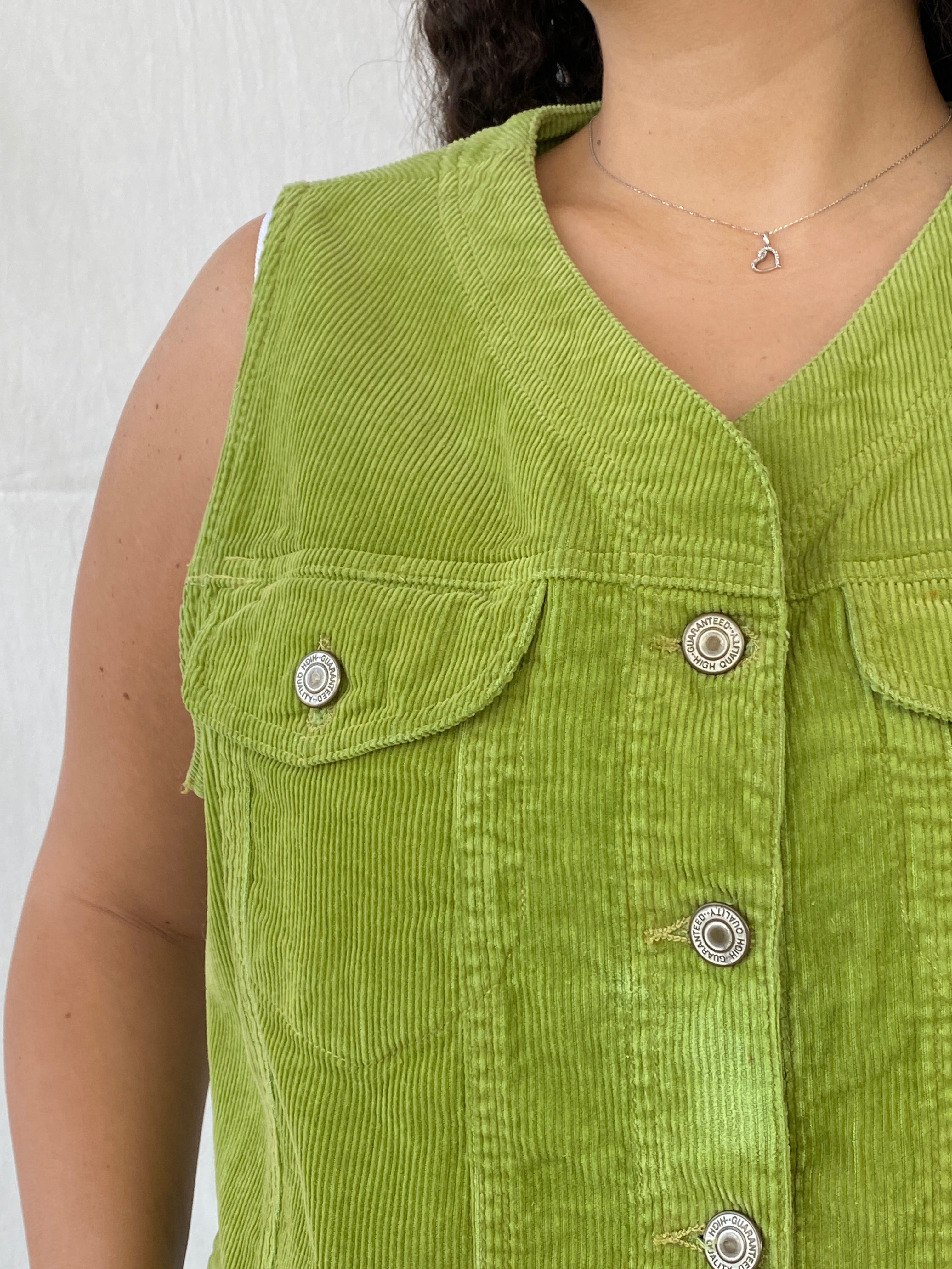 Y2K Hema Green Corduroy Vest - XL