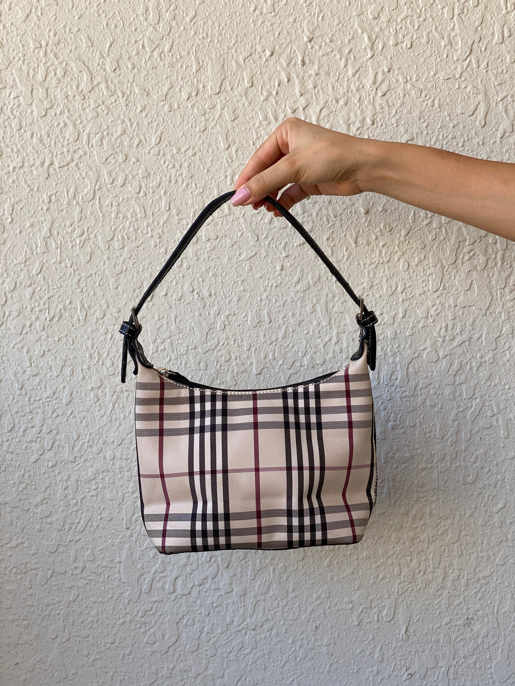 Y2K Burberry Print Inspired Canvas Shoulder Bag