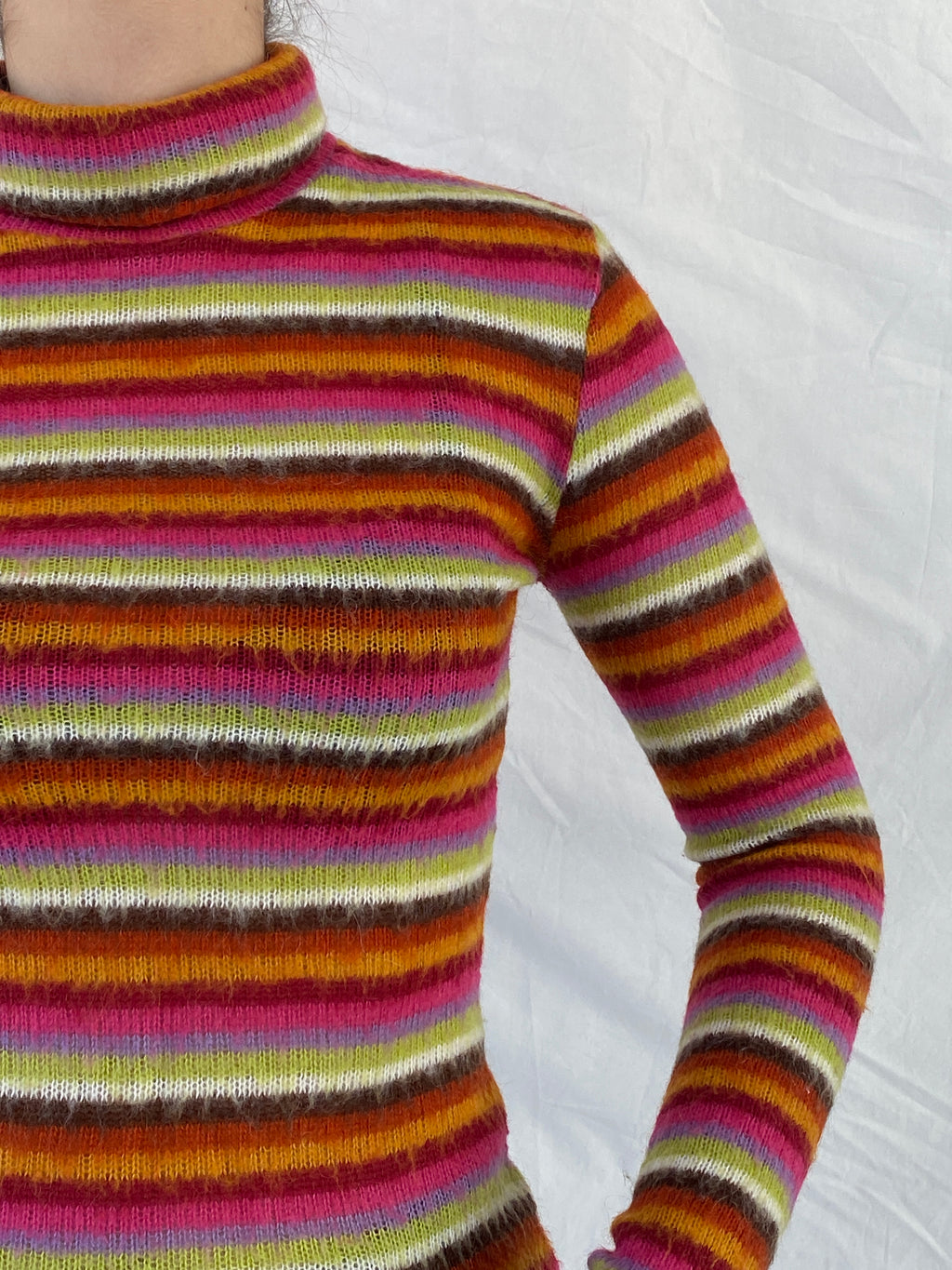 Miss Sixty Basics Multicolor Striped Turtle Neck Long Sleeve Top - M