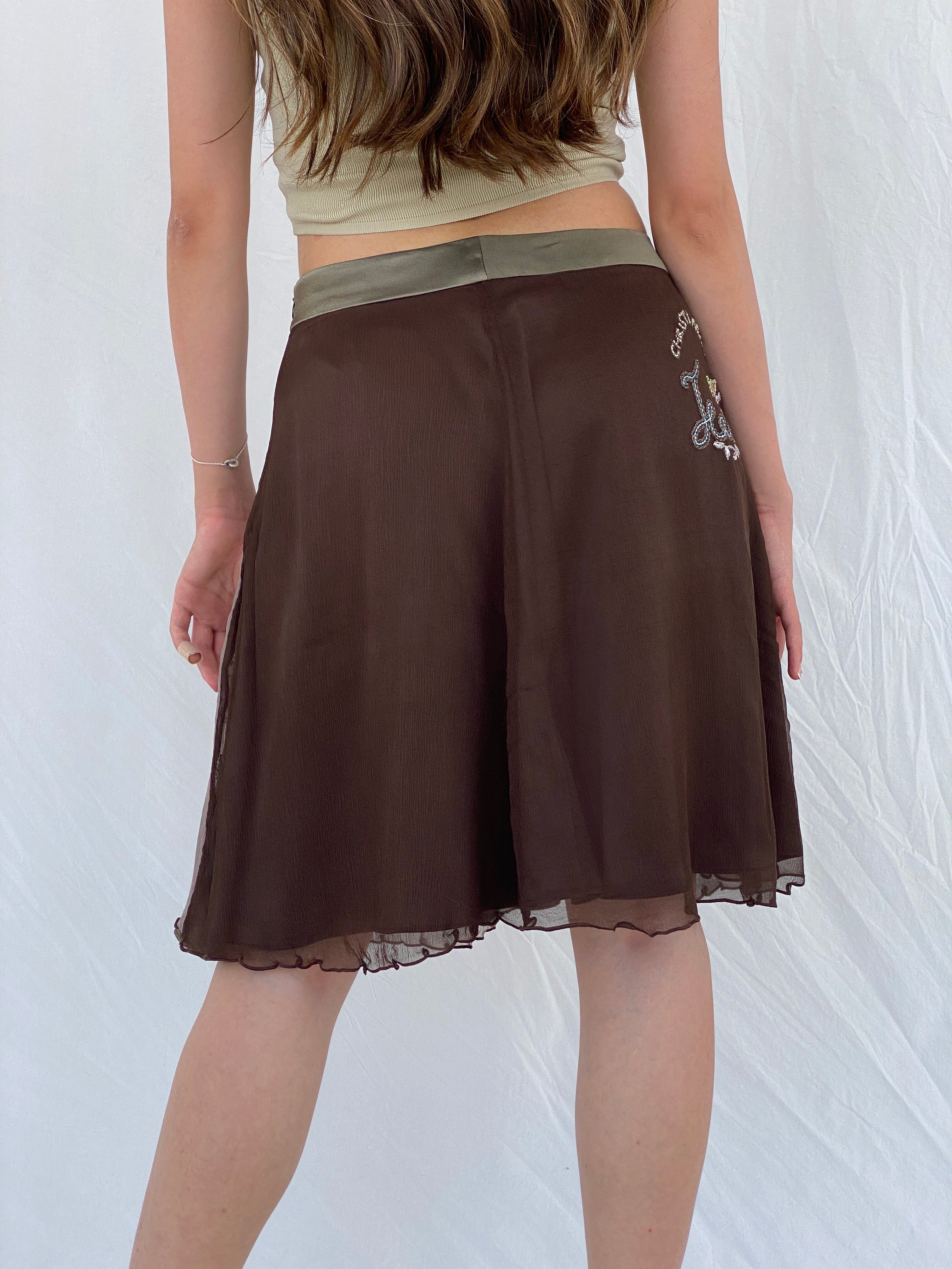 Vintage Christian Lacroix Jeans Midi Silk Skirt - M