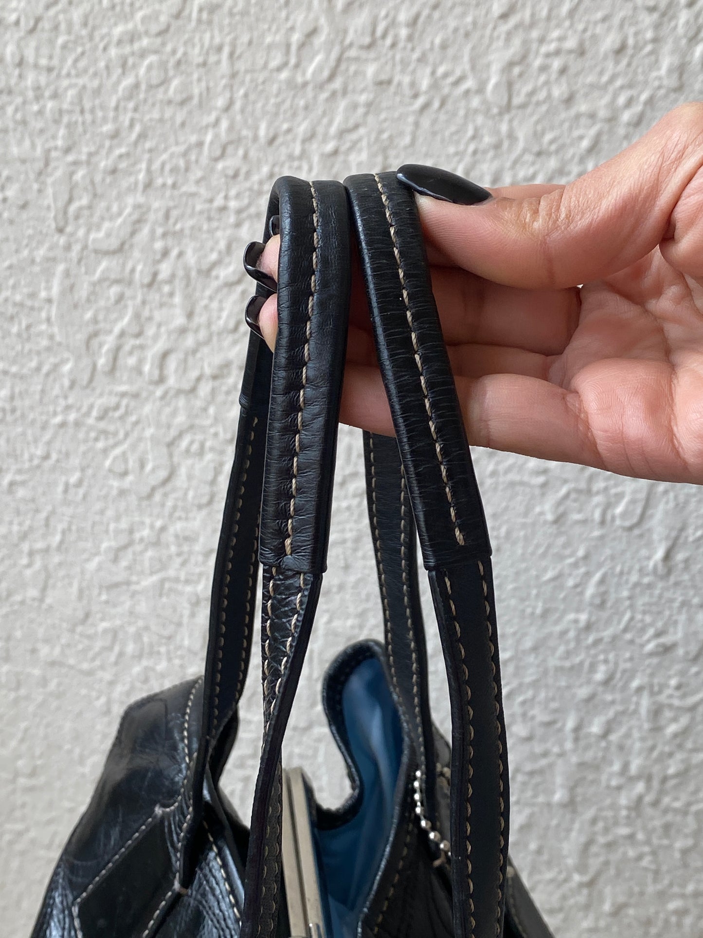 Vintage Y2K Coach Black Embossed Leather Shoulder Tote Bag Style F15658