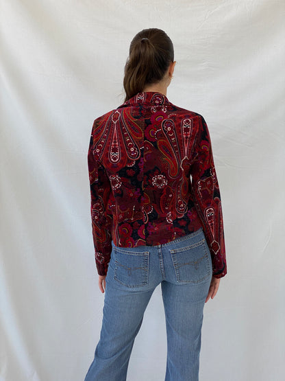 Vintage Steps Womenswear Paisley Print Red Blazer - S