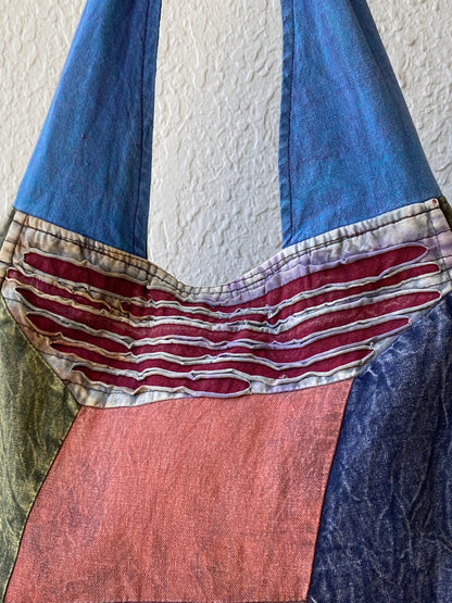 Hippie Hobo Bohemian Multi-colored Patchwork Cotton Shoulder Bag